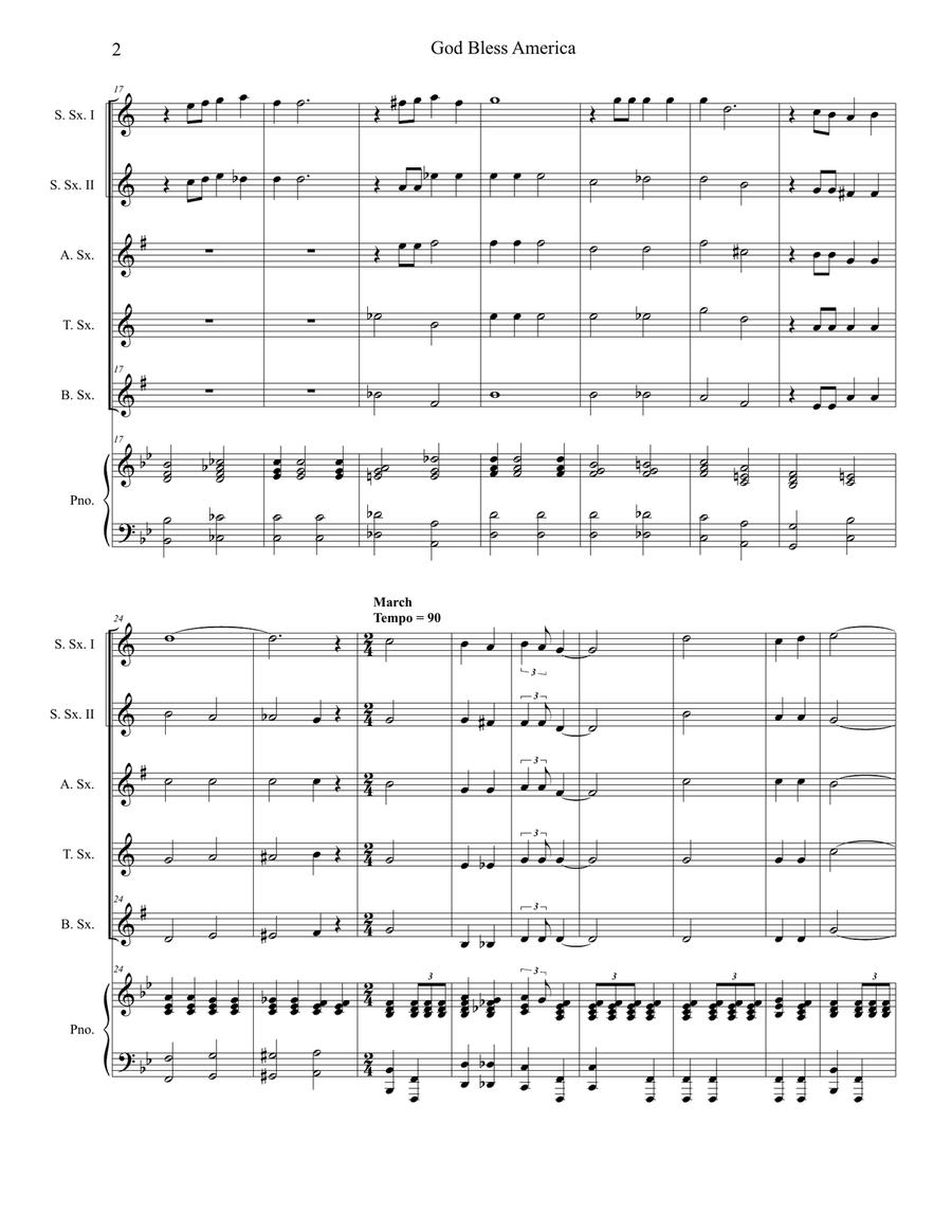 God Bless America God Bless America Woodwind Quintet scores gallery preview page 2