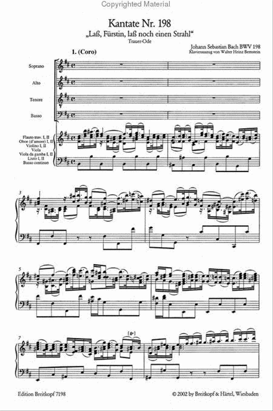 Cantata BWV 198 “Lass, Fürstin, lass noch einen Strahl” 4-Part scores gallery preview page 2