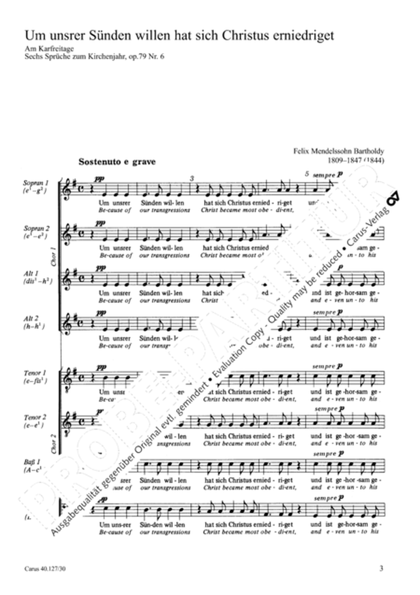 Passion und Karfreitag (aus op. 79)