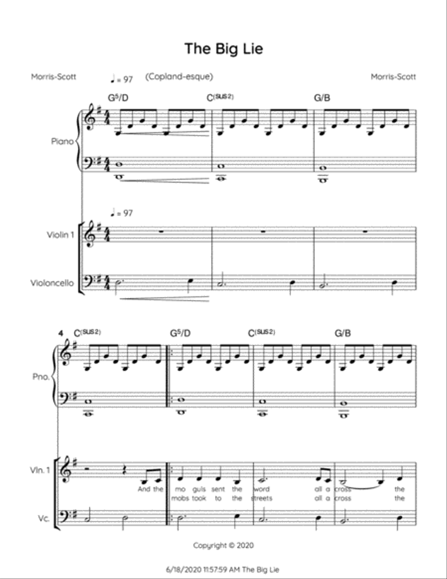 The Big Lie Piano Trio scores gallery preview page 1