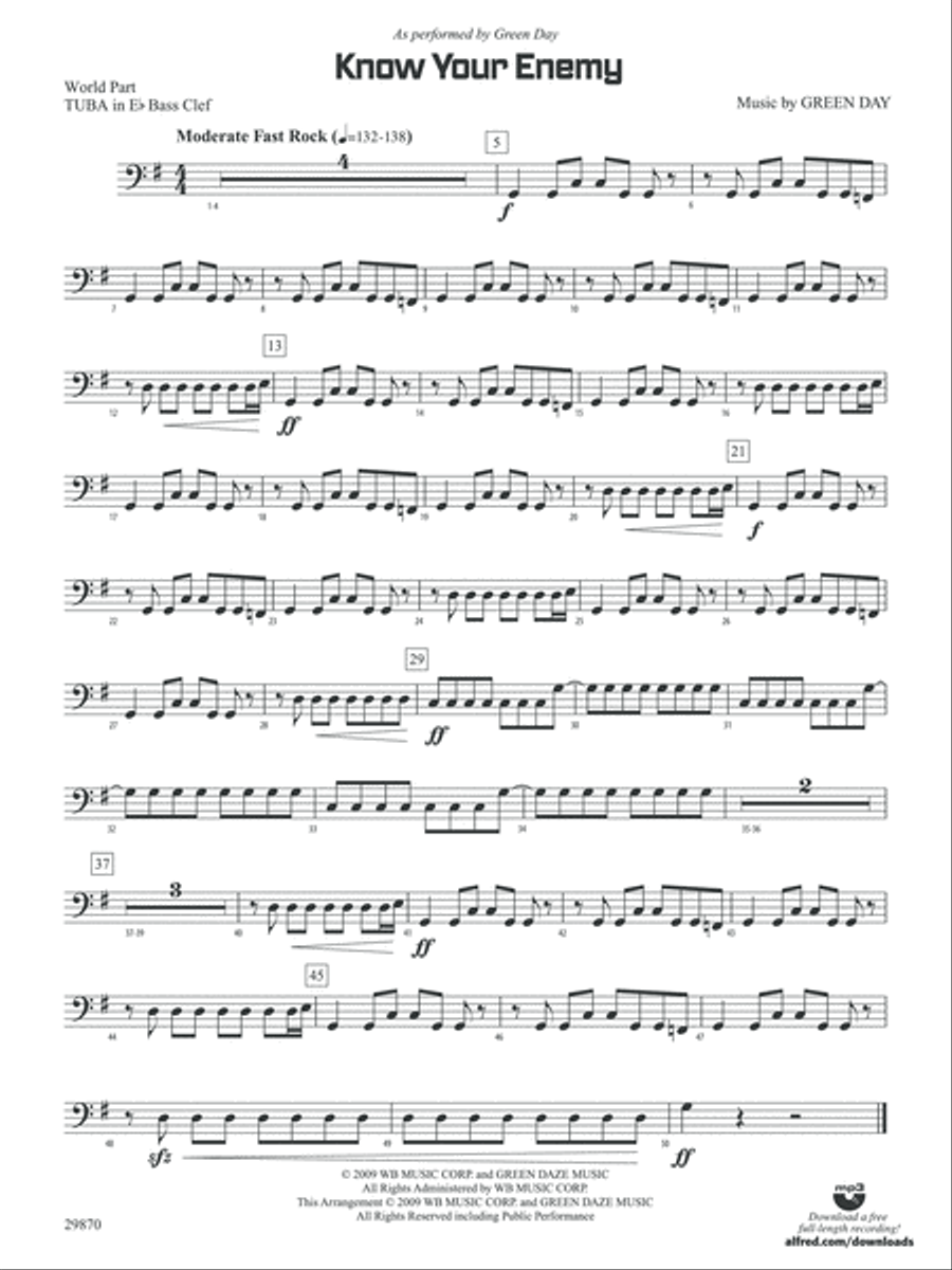 Know Your Enemy: (World Part) E-flat Tuba B.C. Concert Band scores gallery preview page 1