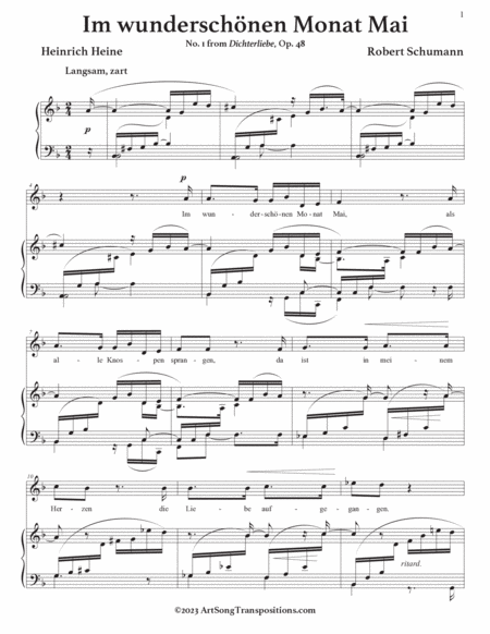 SCHUMANN: Im wunderschönen Monat Mai, Op. 48 no. 1 (transposed to F major)