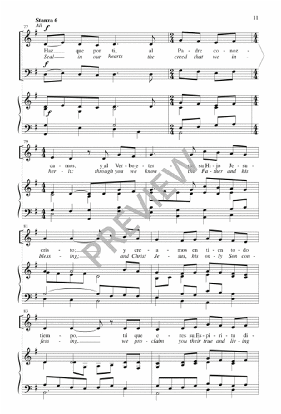 Ven, Creador, Espíritu Divino / Come, Spirit Blest, Creator God 4-Part scores gallery preview page 11