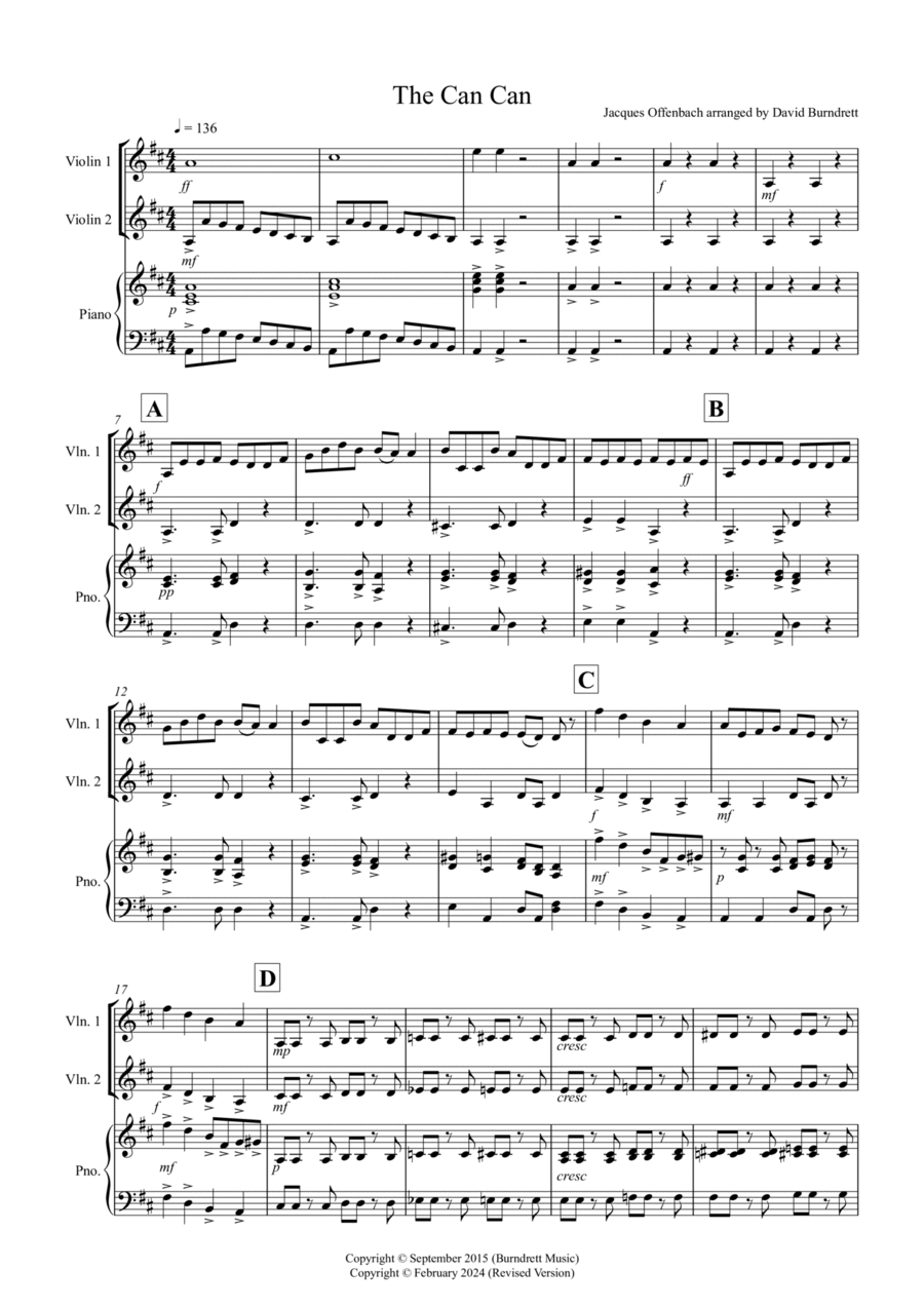 The Can Can for Violin Duet String Duet scores gallery preview page 1