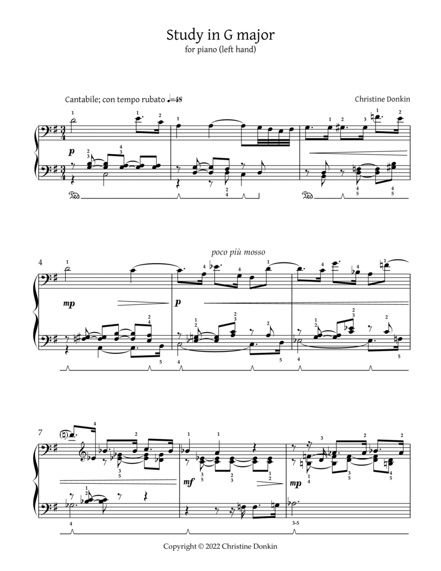 Study in G major (for piano, left hand)