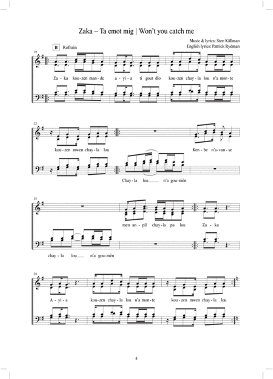 Mwen sot anba 4-Part scores gallery preview page 4