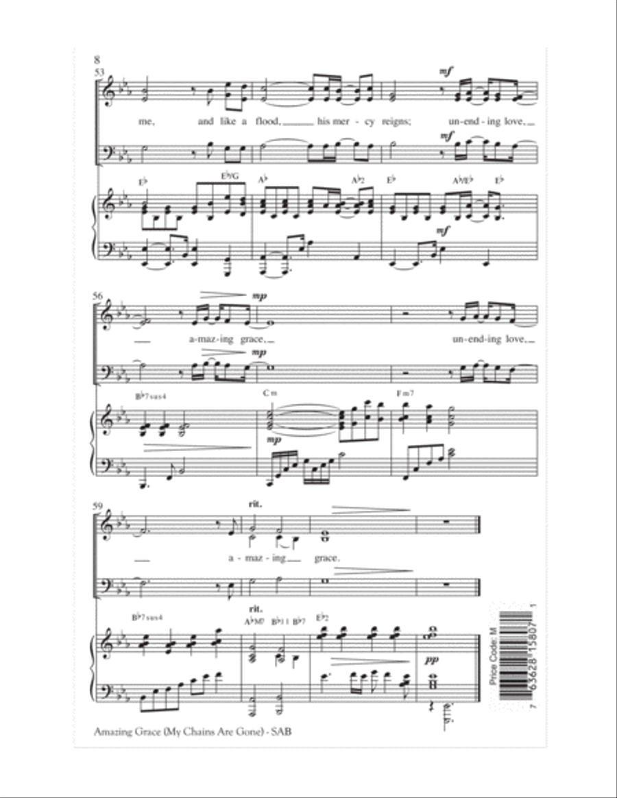 Amazing Grace (My Chains Are Gone) 3-Part scores gallery preview page 8