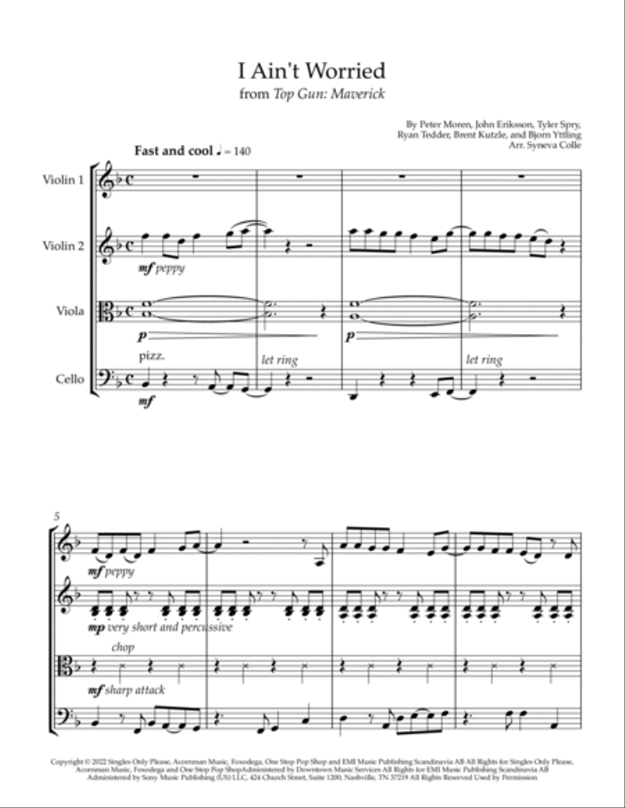 I Ain't Worried I Ain't Worried String Quartet scores gallery preview page 2