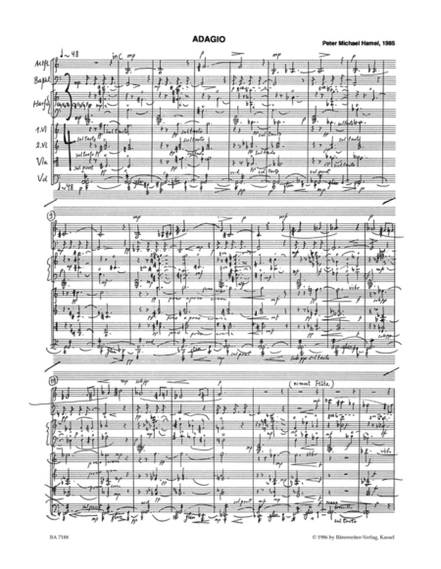 Adagio, Intermezzo and Finale for Flute, Clarinet, Harp and String Quartet