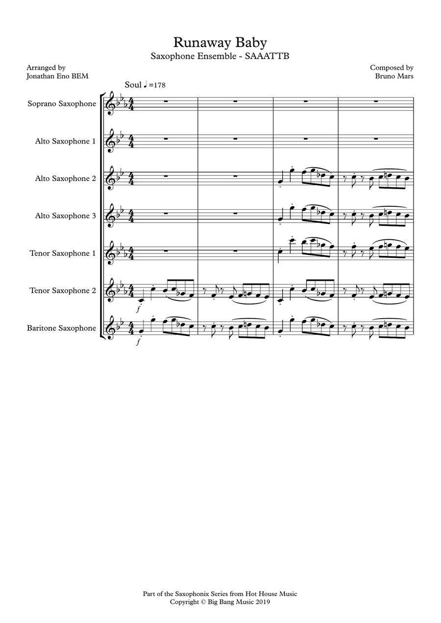 Runaway Baby Woodwind Ensemble scores gallery preview page 1