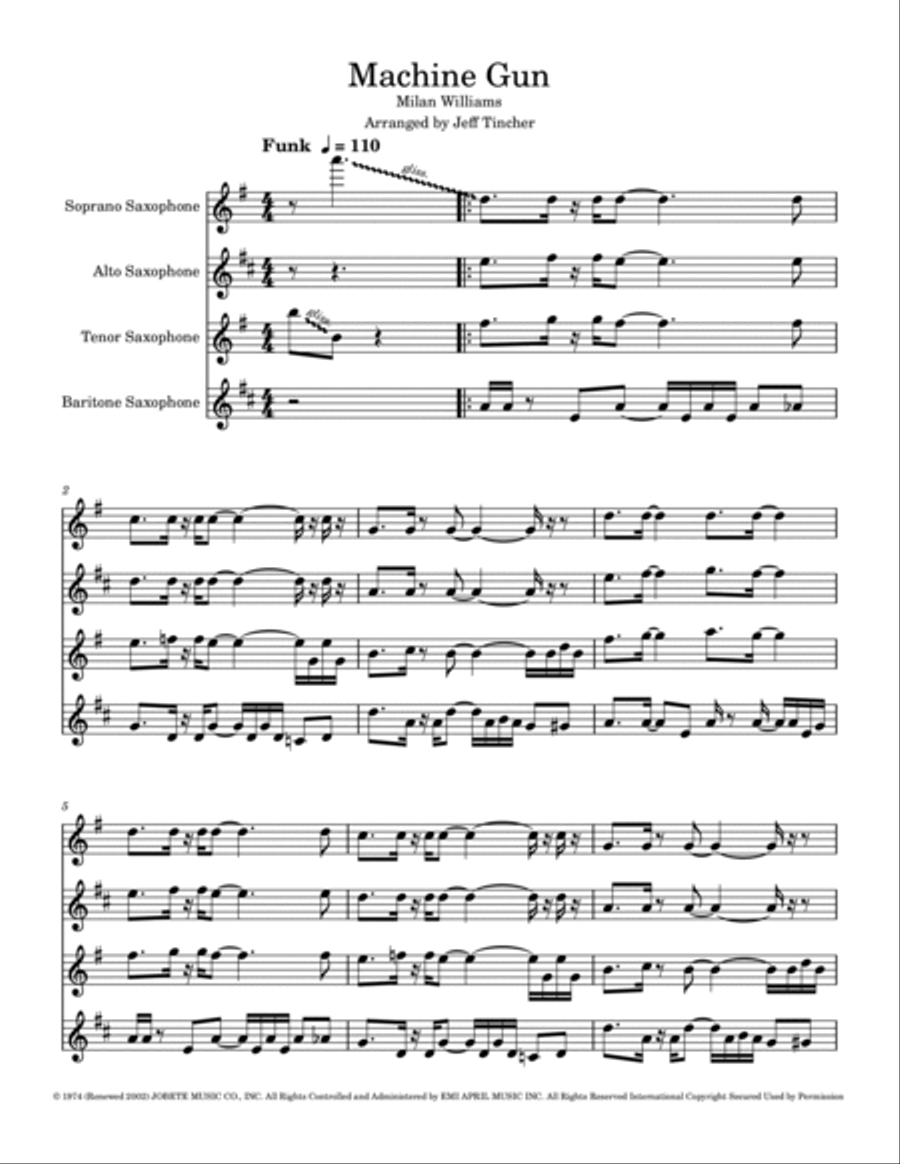 Machine Gun Machine Gun Saxophone Quartet scores gallery preview page 2