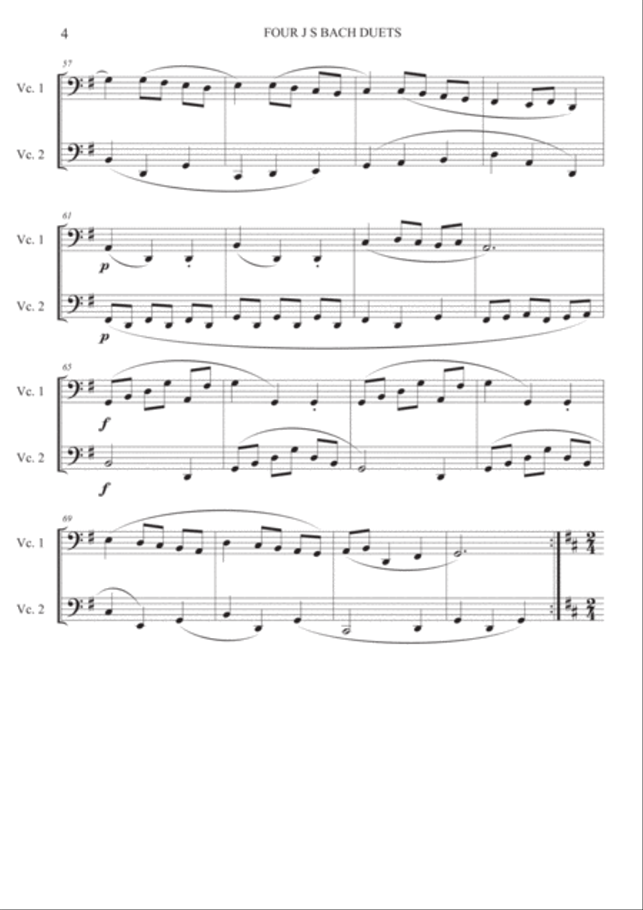 Cello duets - 4 duets from Bach's 'Little notebook'. String Duet scores gallery preview page 4
