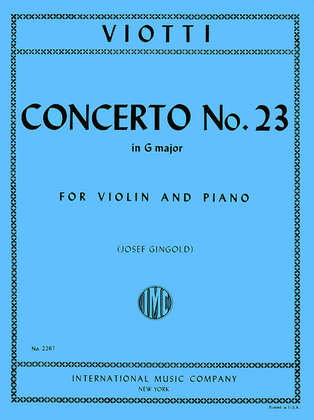 Book cover for Concerto No. 23 In G Major