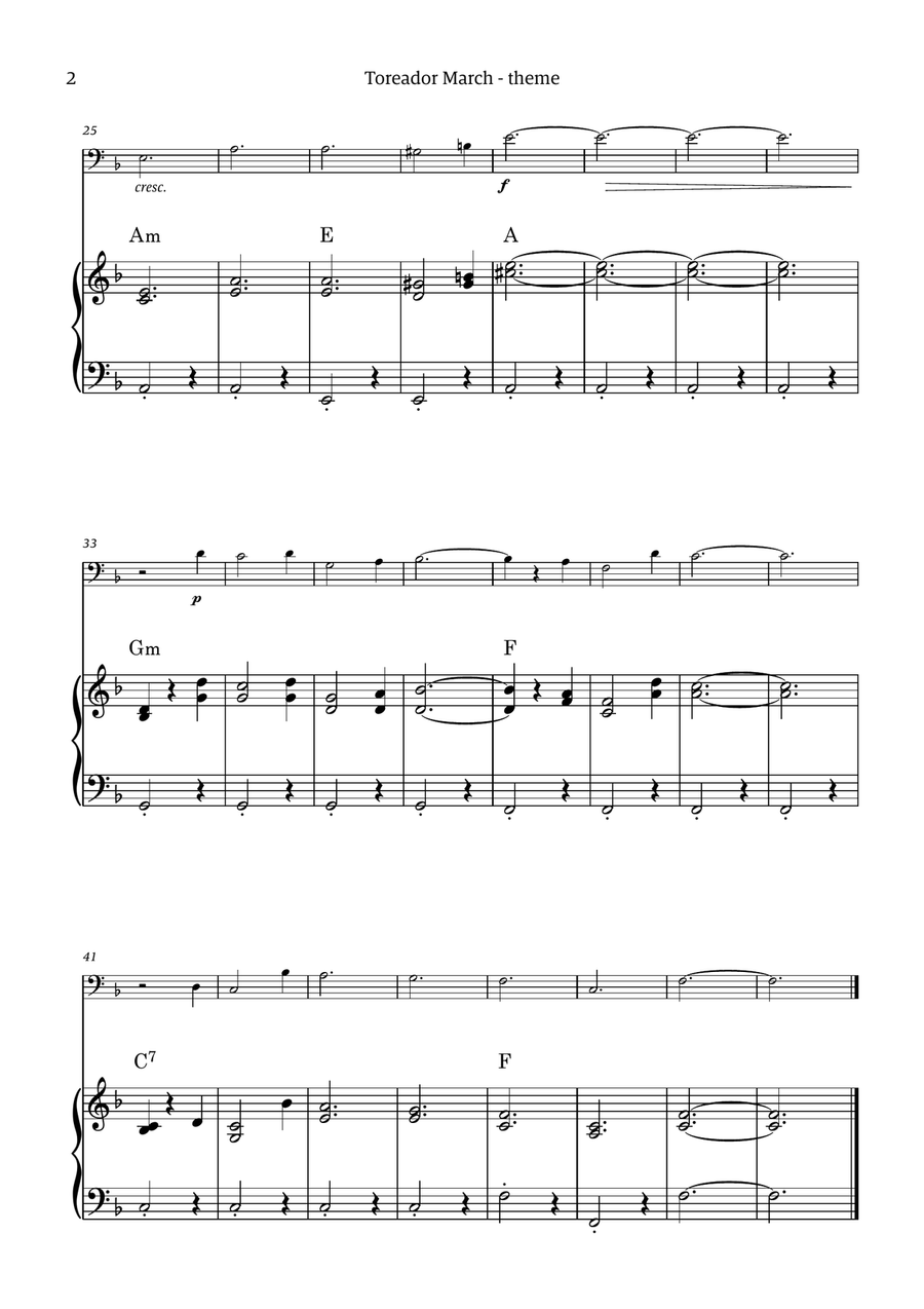 Toreador March (from the opera Carmen) - easy version Chamber Music scores gallery preview page 2