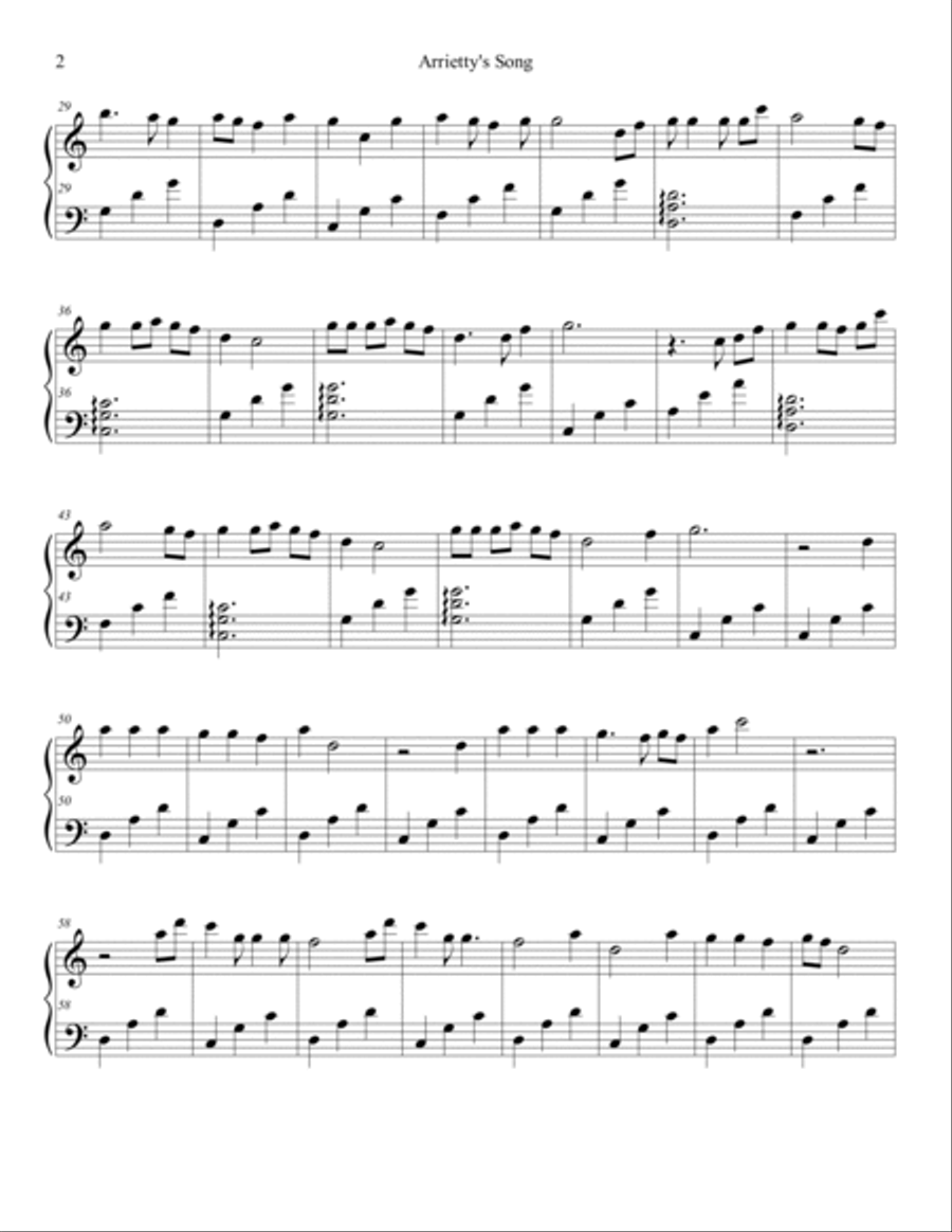 Arrietty's Song (english Version) Piano Solo scores gallery preview page 2