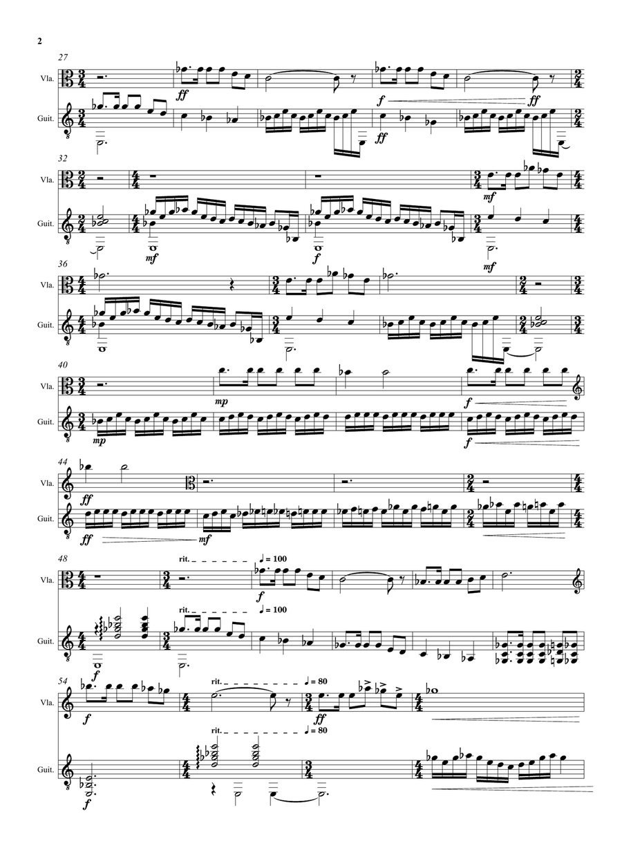 Motor Bus for viola and guitar inspired by the poem by A D Godley String Duet scores gallery preview page 4