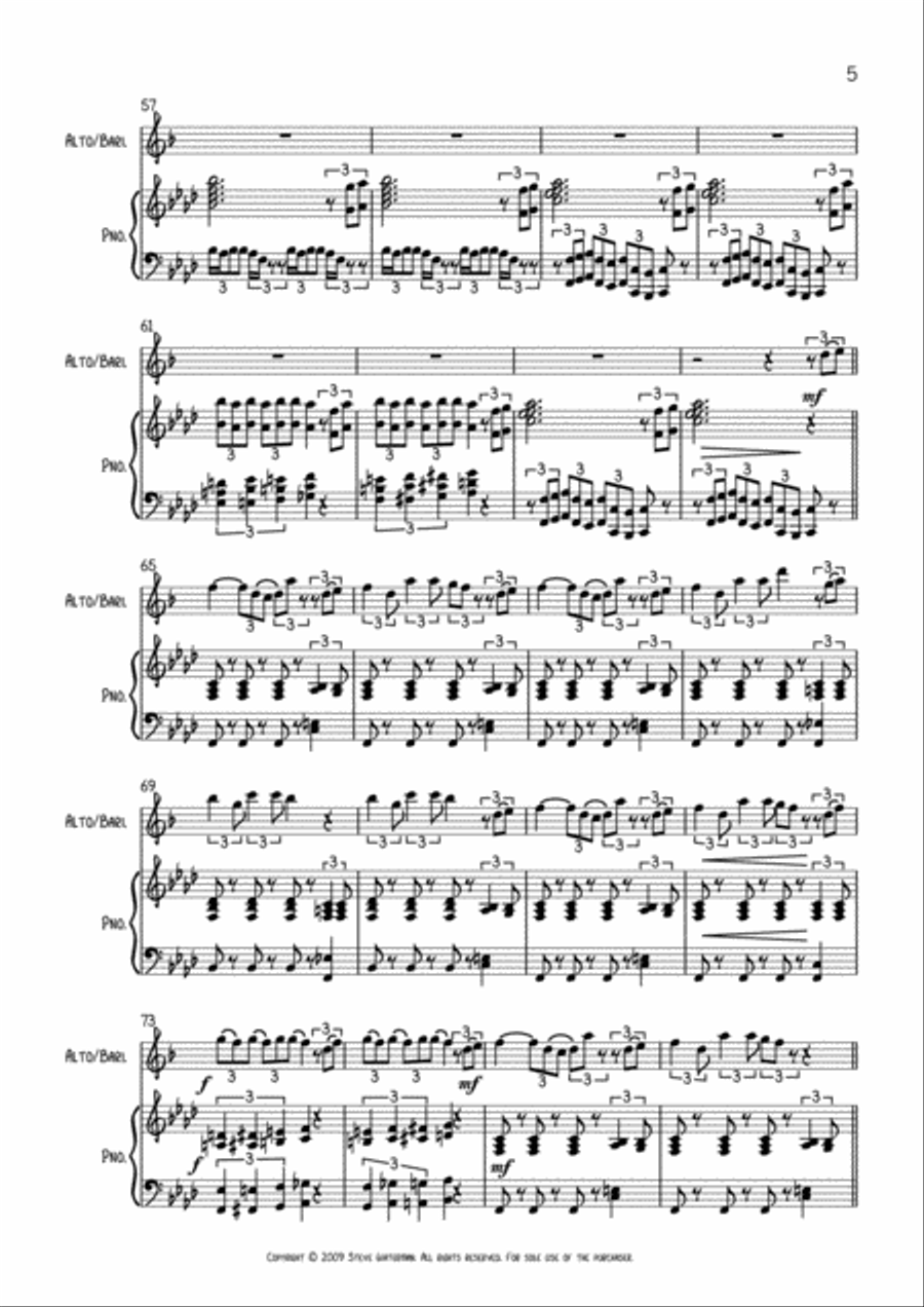 Red Vest Man for Eb Alto/Baritone Sax Woodwind Duet scores gallery preview page 5