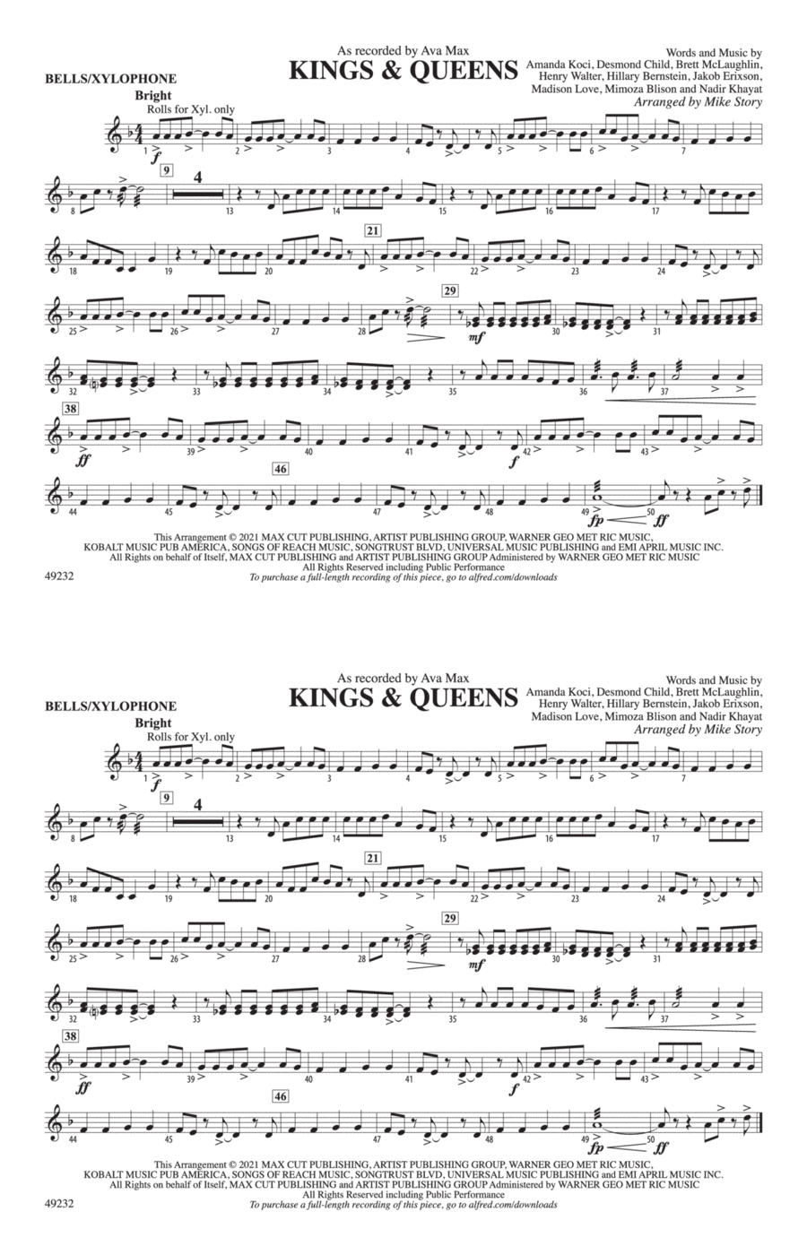 Kings & Queens: Bells Marching Band scores gallery preview page 1