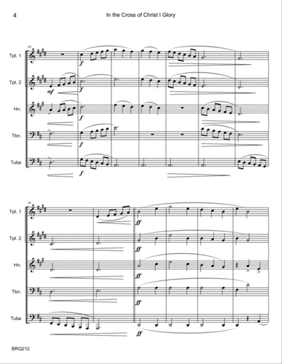IN THE CROSS OF CHRIST I GLORY - BRASS QUINTET (unaccompanied) Brass Quintet scores gallery preview page 4