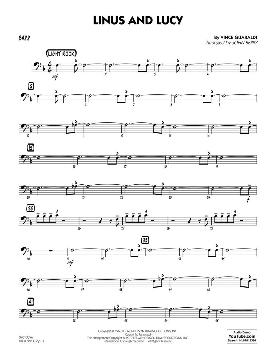 Linus and Lucy (arr. John Berry) - Bass