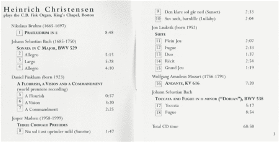 Heinrich Christensen Plays the C.B. Fisk Organ, King's Chapel, Boston Organ scores gallery preview page 3