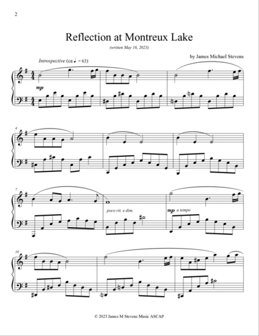 Reflection at Montreux Lake Piano Solo scores gallery preview page 2