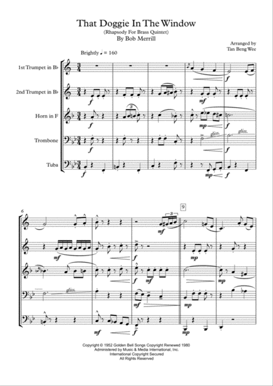 How Much Is That Doggie In The Window Brass Ensemble scores gallery preview page 2