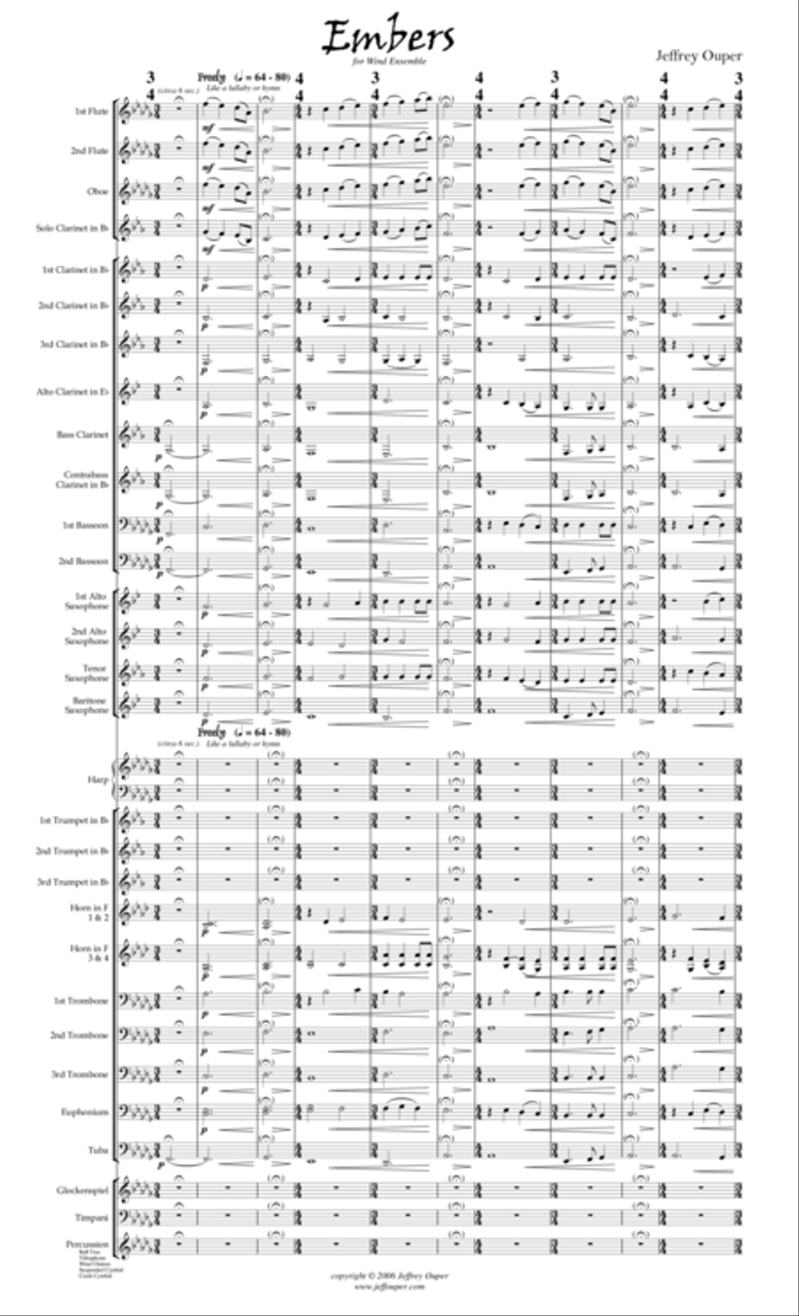 Embers (for Wind Ensemble) Concert Band scores gallery preview page 1