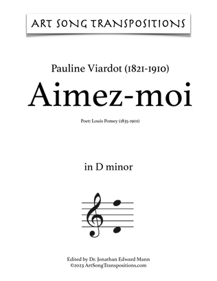 Book cover for VIARDOT: Aimez-moi (transposed to D minor)