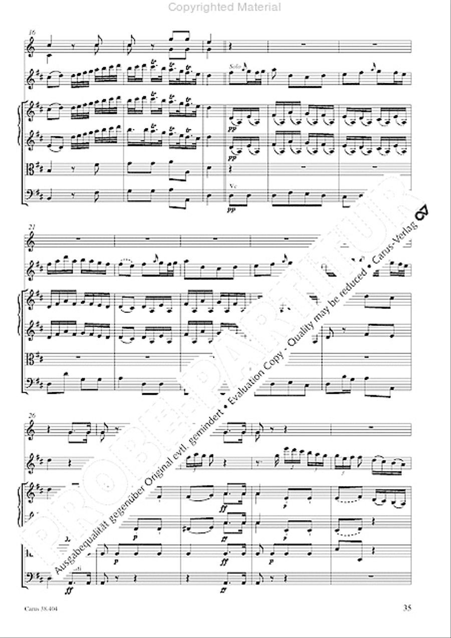 Concerto for Flute in D major (Concerto per il Flauto traverso in D / Flotenkonzert in D) Flute Solo scores gallery preview page 37