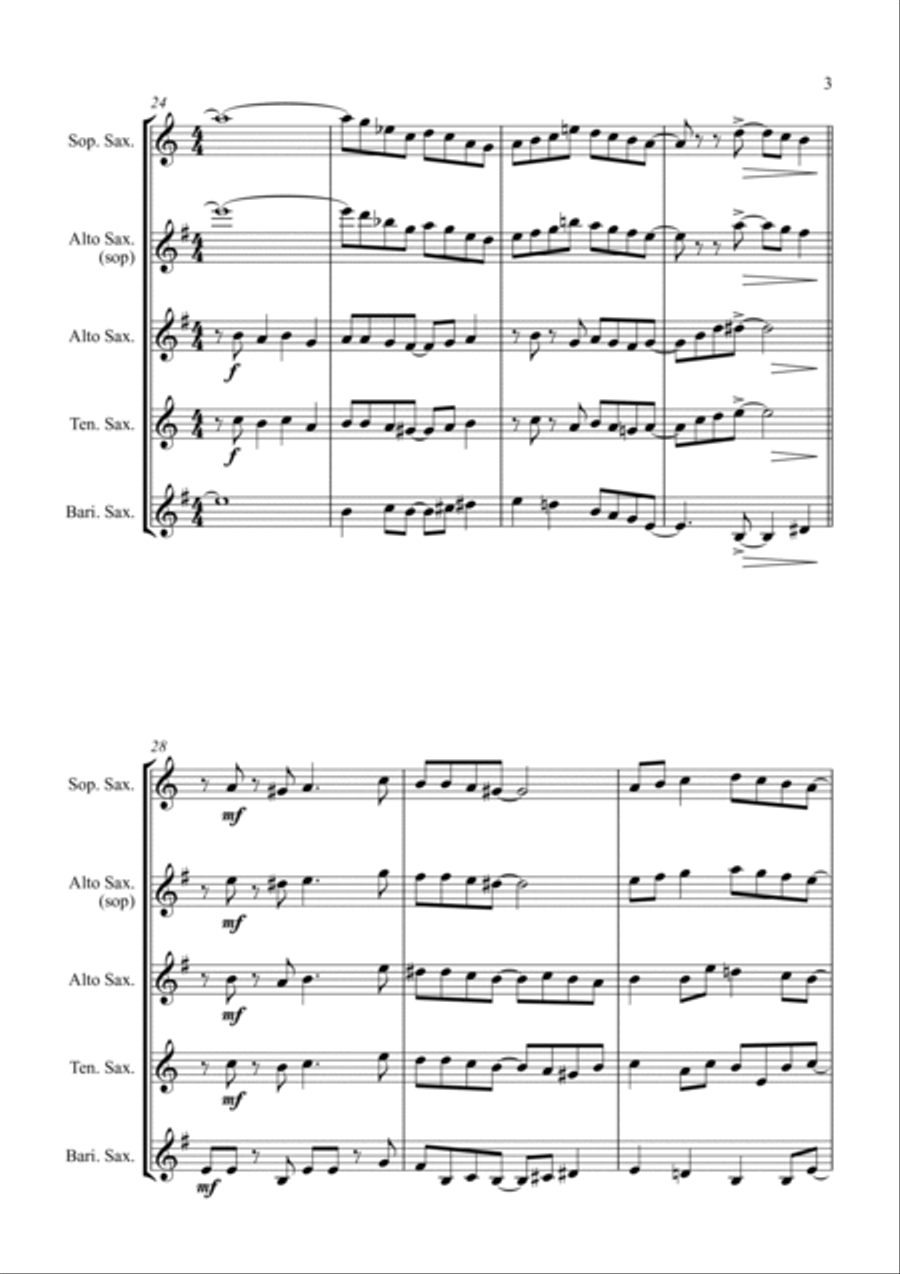 Coventry Carol - Jazz Carol for Saxophone Quartet Saxophone Quartet scores gallery preview page 3