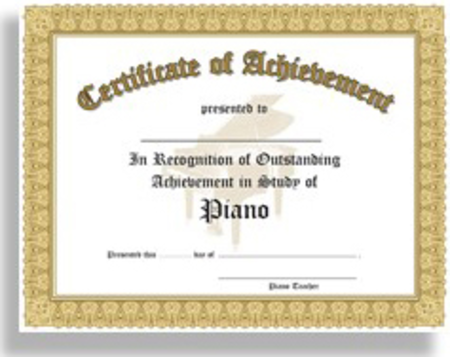 Certificate of Outstanding Achievement in the Study of Piano - 10 Awards per package.
