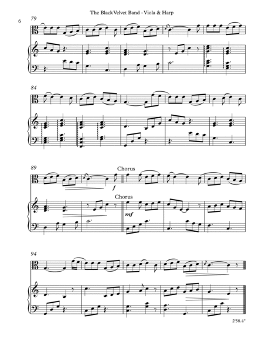 The Black Velvet Band, Duet for Viola & Harp String Duet scores gallery preview page 6