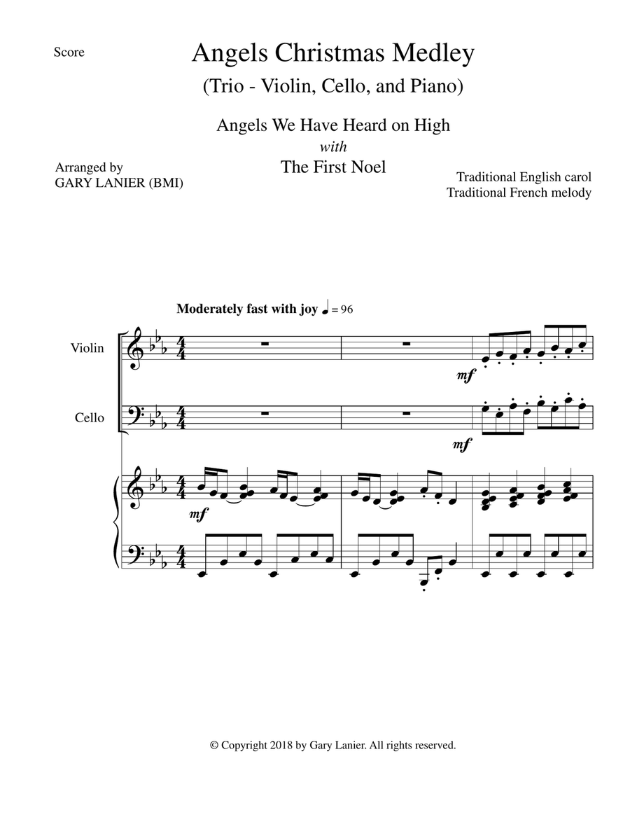 ANGELS CHRISTMAS MEDLEY (Piano Trio for Violin, Cello and Piano) Piano Trio scores gallery preview page 2