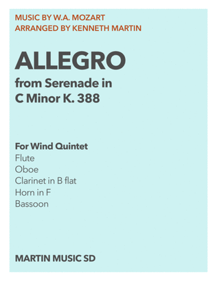 Book cover for 1. Allegro from Serenade in C Minor, K. 388 for Wind Quintet