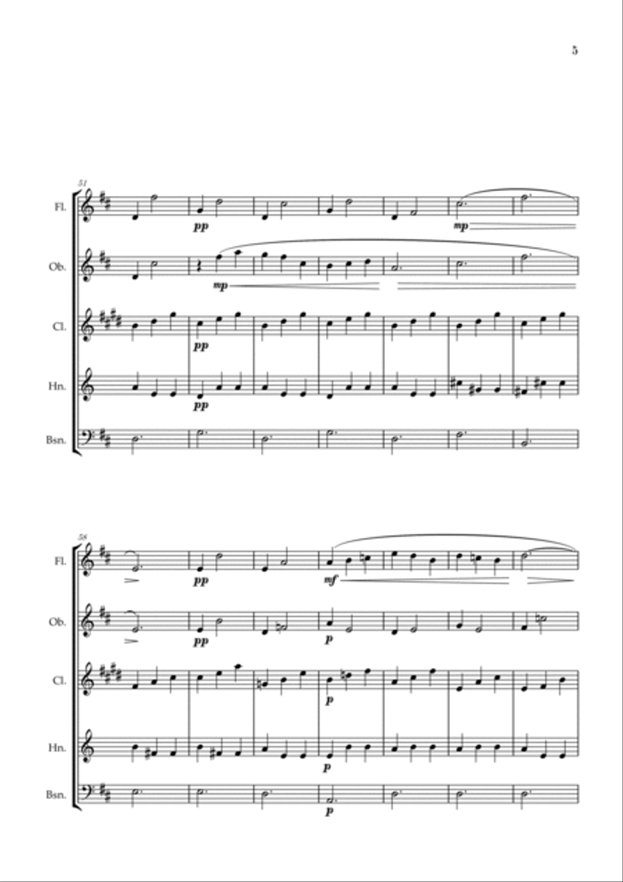 Gymnopédie no 1 | Woodwind Quintet | Original Key |Easy intermediate Woodwind Quintet scores gallery preview page 5