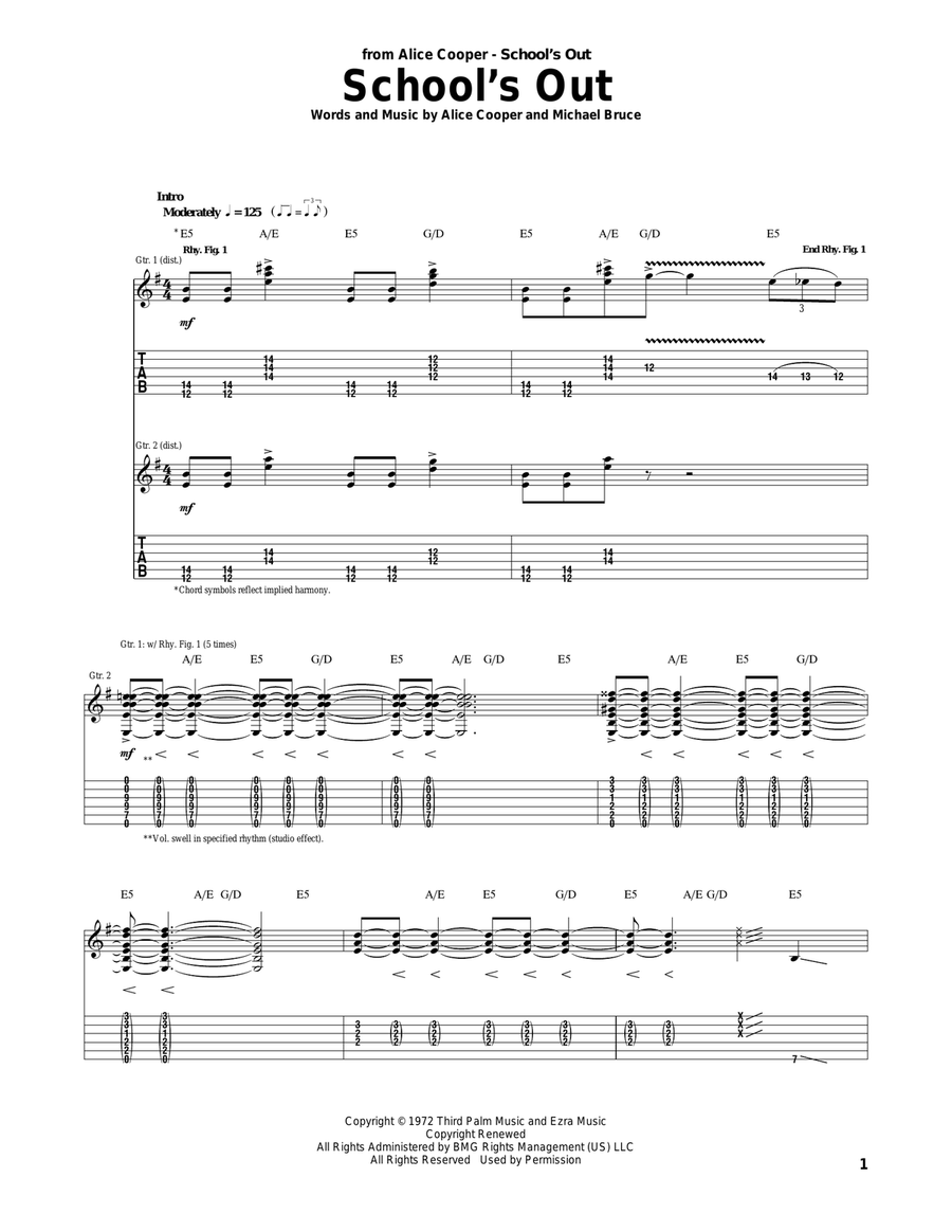 School's Out Acoustic Guitar scores gallery preview page 1