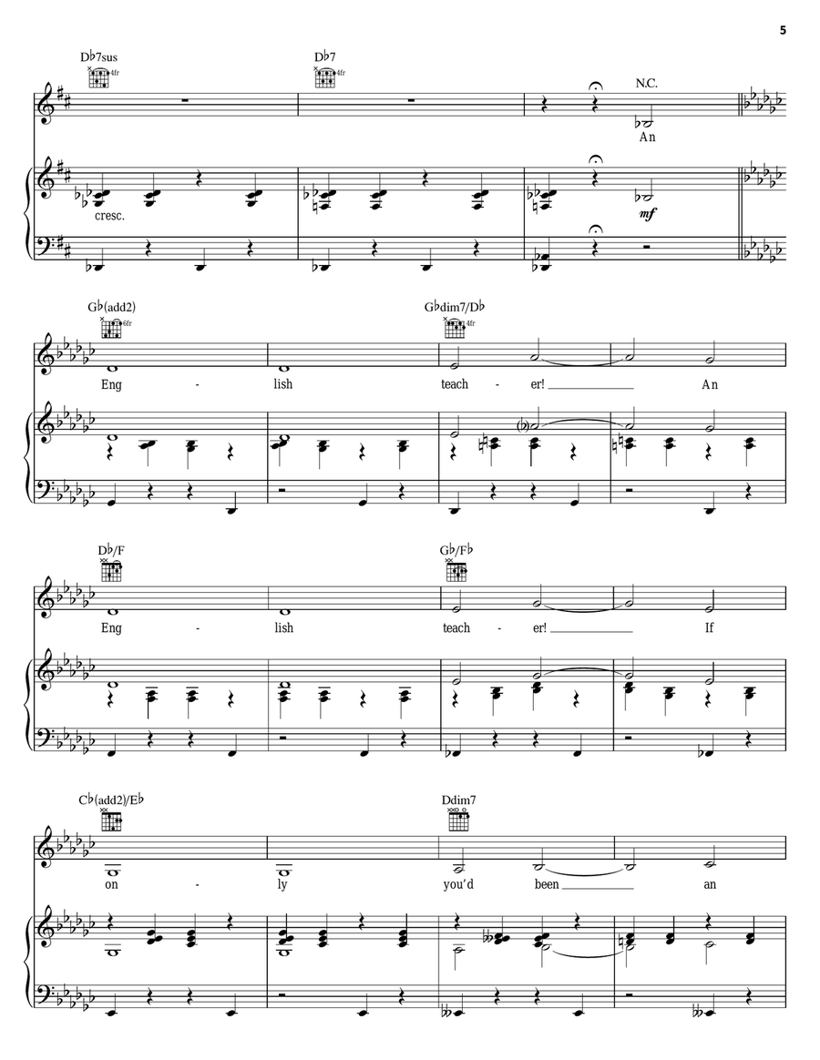 An English Teacher An English Teacher Piano, Vocal, Guitar scores gallery preview page 5