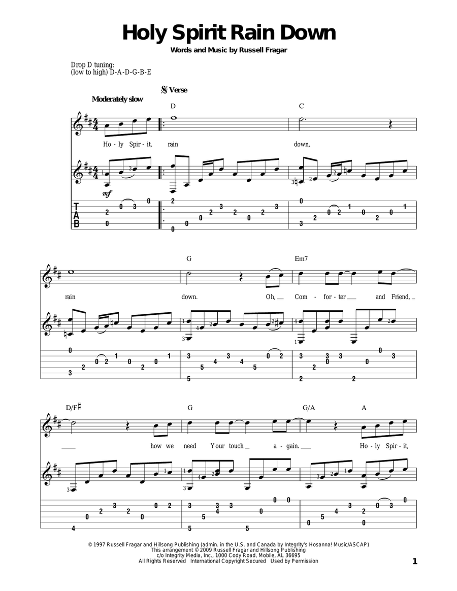 Holy Spirit Rain Down Guitar Solo scores gallery preview page 1