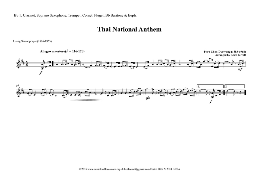 Thai National Anthem for Flexible Band/Korps (World National Anthem Series) Concert Band scores gallery preview page 6