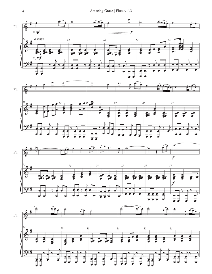 Amazing Grace-Flute & Piano Flute Solo scores gallery preview page 5