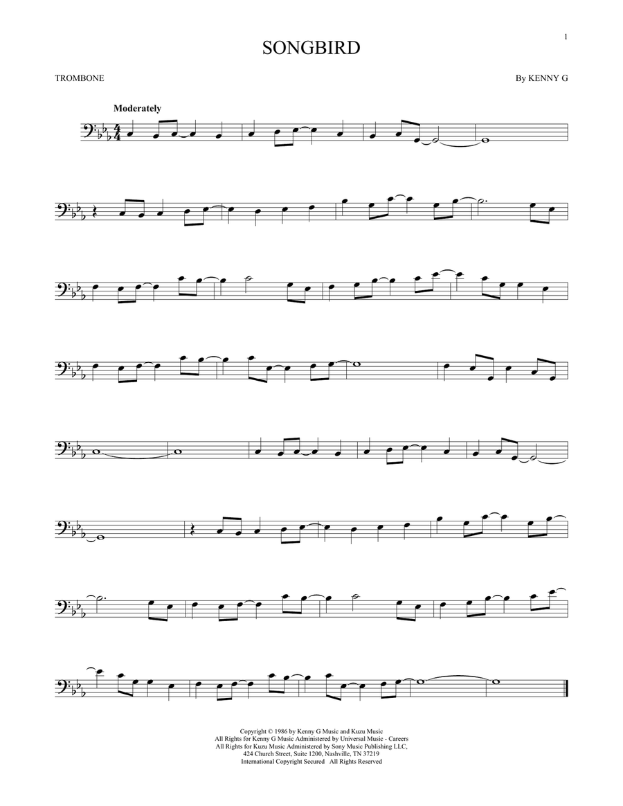 Songbird Songbird Trombone Solo scores gallery preview page 1