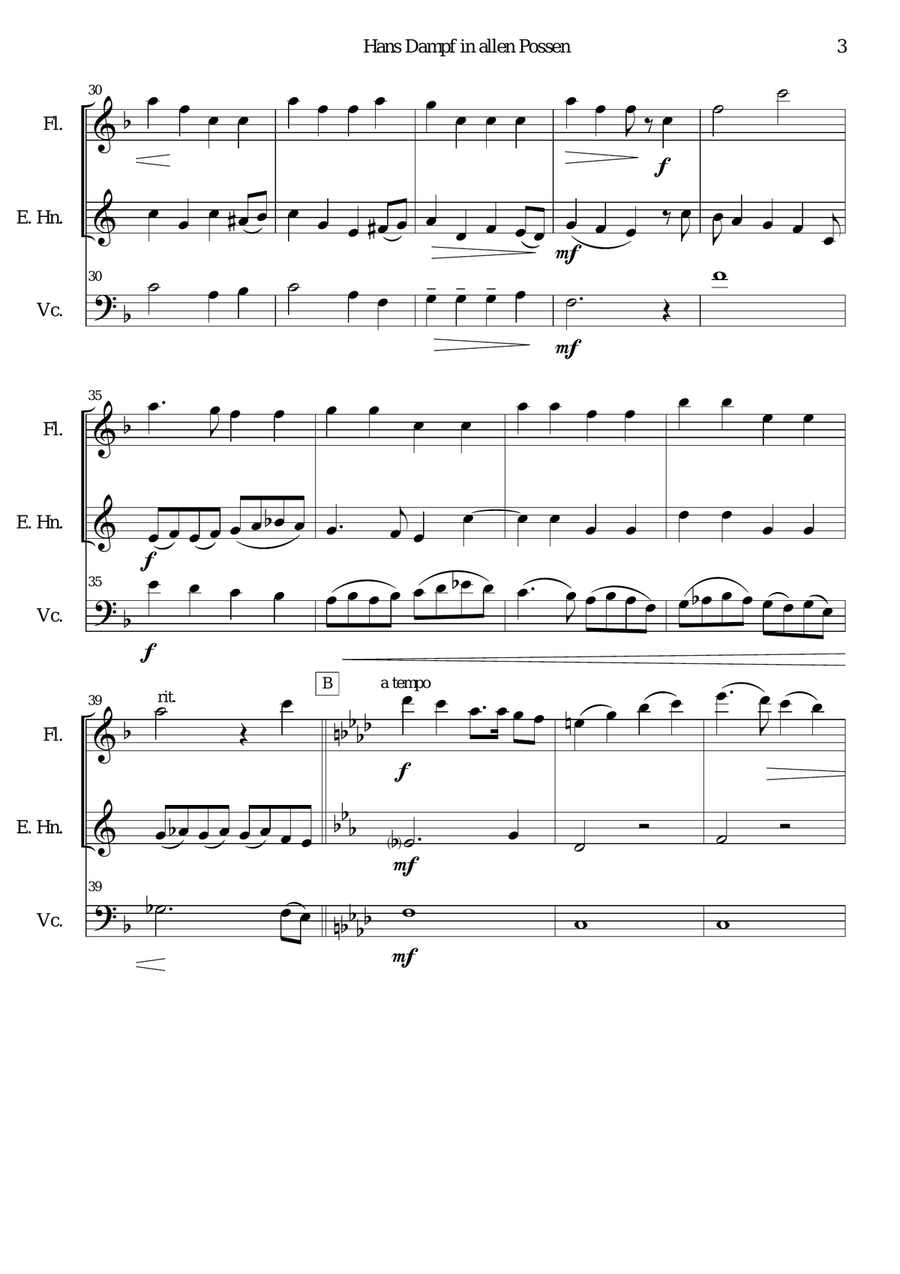 Hans Dampf in allen Possen (Jack of all tricks) for flute, cor anglais and cello Small Ensemble scores gallery preview page 3
