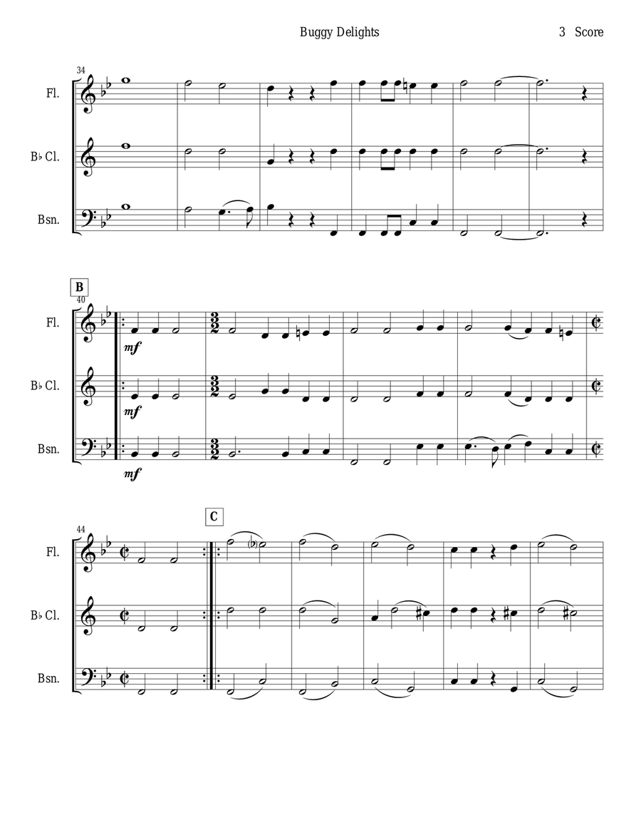 Buggy Delights for Flute, Clarinet, and Bassoon Trio Buggy Delights for Flute, Clarinet, and Bassoon Trio Woodwind Trio scores gallery preview page 3
