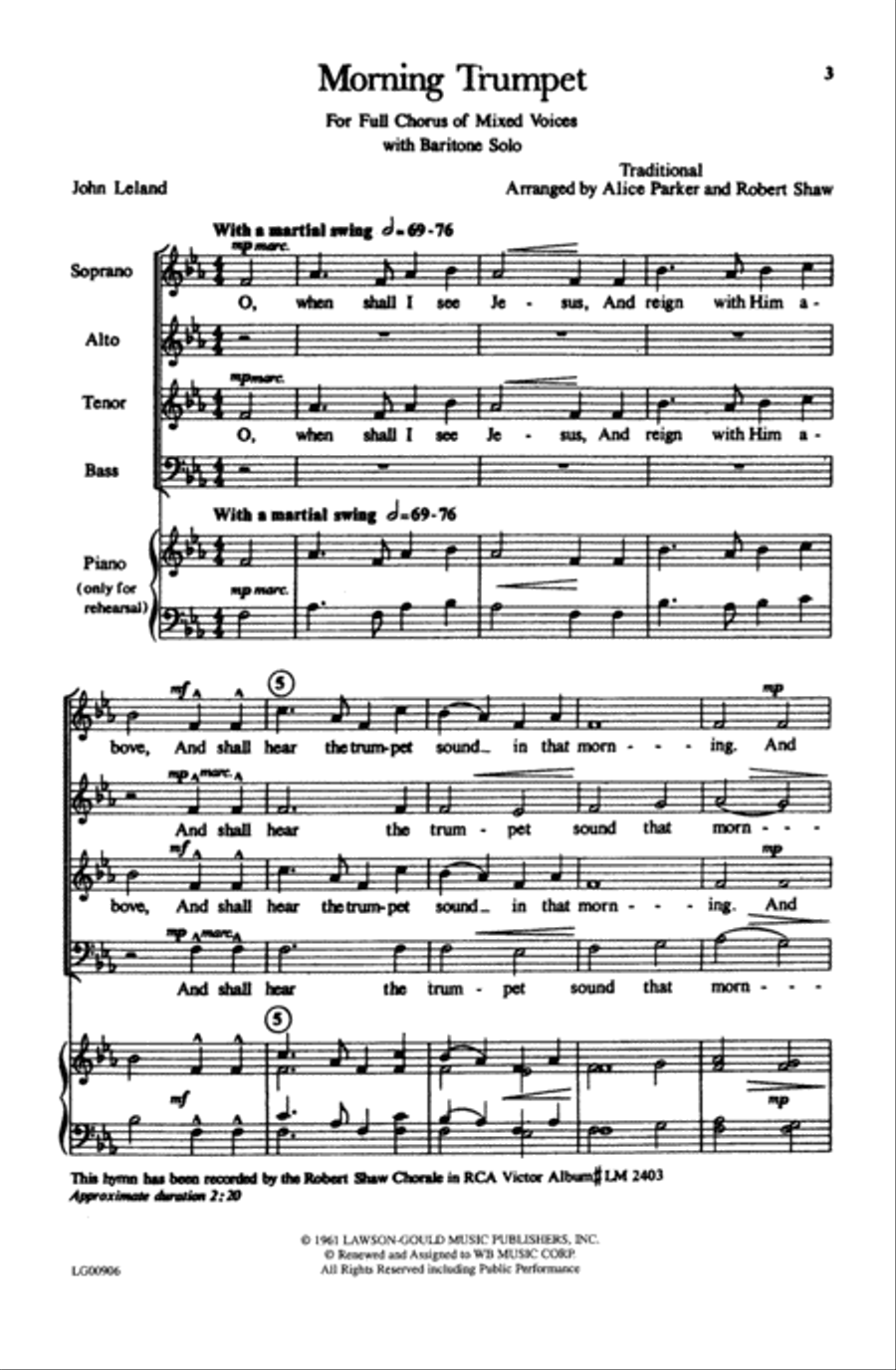 Morning Trumpet Morning Trumpet Choir scores gallery preview page 1