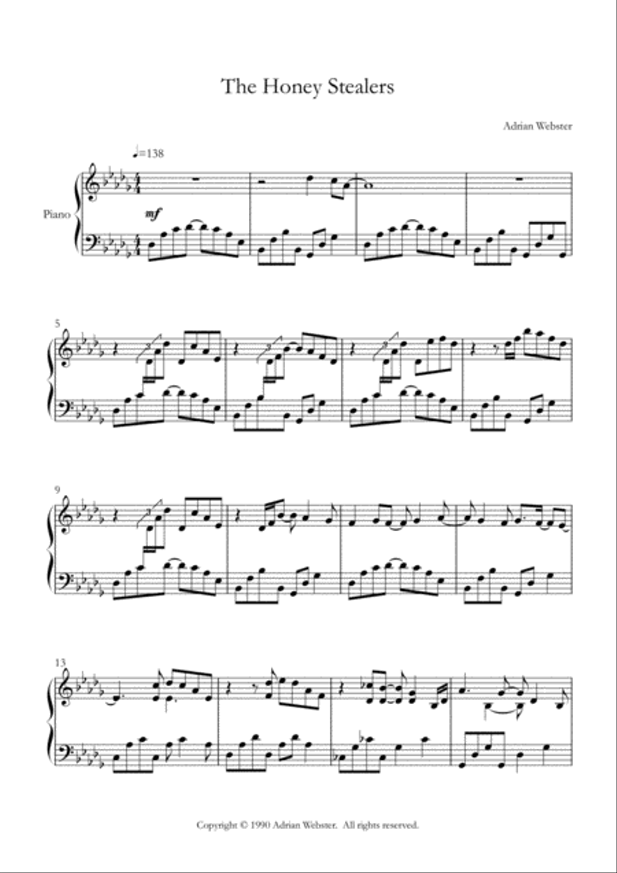 The Honey Stealers - CrusaderBeach - Happy Uplifting Piano Solo Piano Solo scores gallery preview page 1