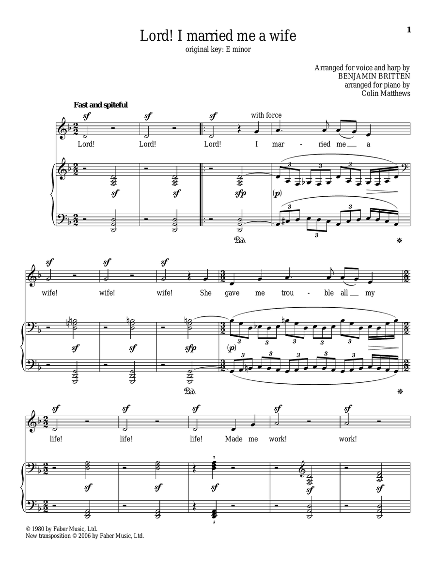 Lord! I married me a wife Piano, Vocal scores gallery preview page 1