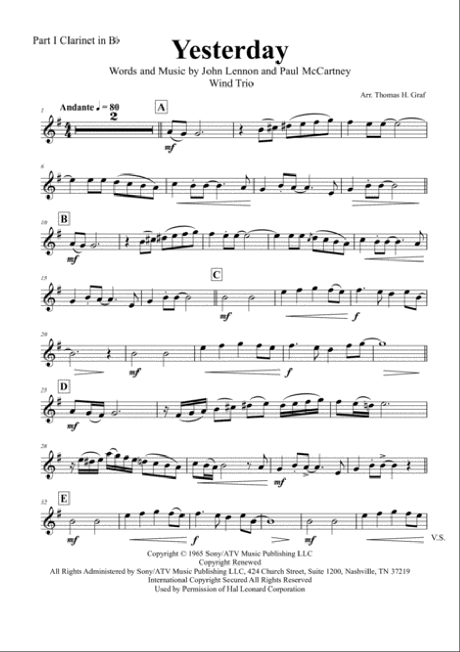 Yesterday Woodwind Trio scores gallery preview page 5