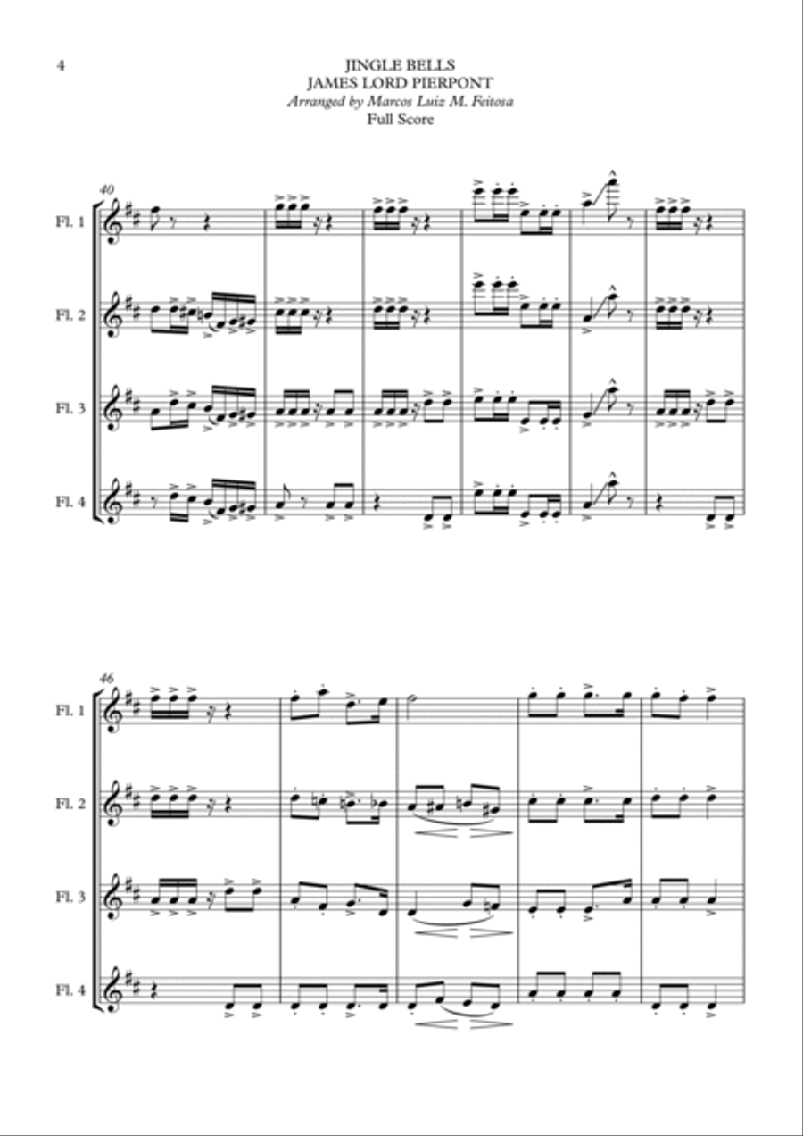 Jingle Bells - Flute Quartet Flute Quartet scores gallery preview page 6