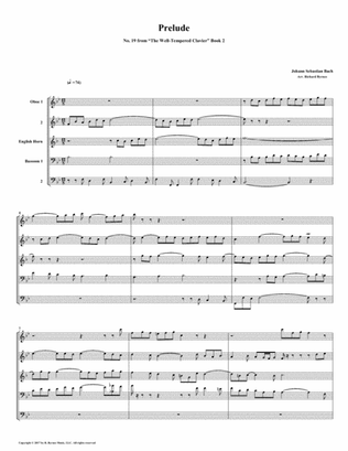 Prelude 19 from Well-Tempered Clavier, Book 2 (Double Reed Quintet)